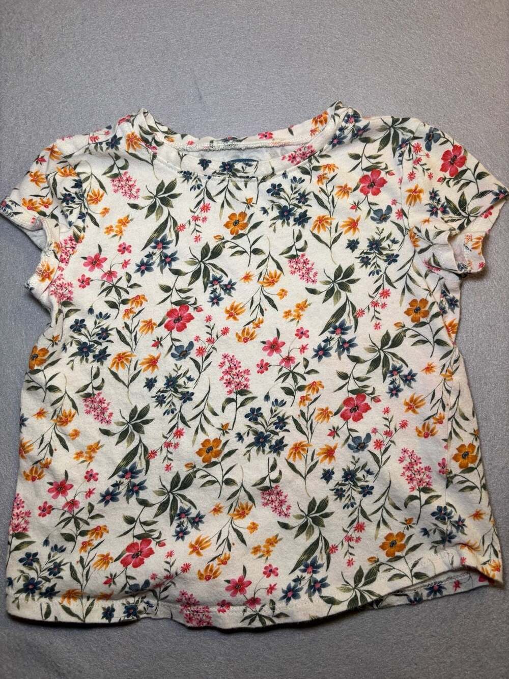 Old Navy T-Shirt Size 4T White Floral Short Sleeve Top
